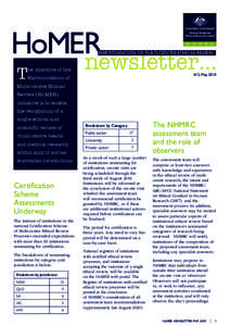 HoMER  newsletter… HARMONISATION OF MULTI-CENTRE ETHICAL REVIEW  T