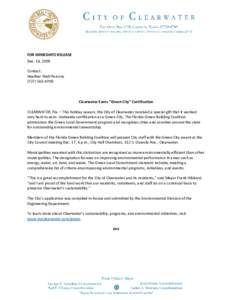 Microsoft Word - Clearwater is a Green City - Press Release.doc