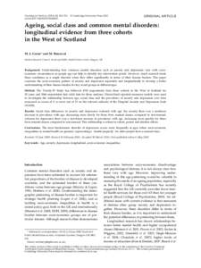 Sociology / Anxiety disorders / Fear / Bipolar spectrum / Major depressive disorder / Mental disorder / Whitehall Study / Mental health / Anxiety / Psychiatry / Abnormal psychology / Clinical psychology