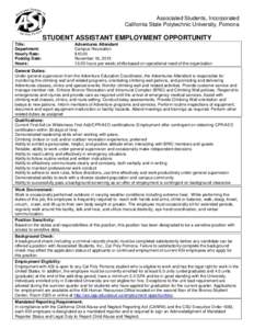 Campus Recreation - Adventures Attendant