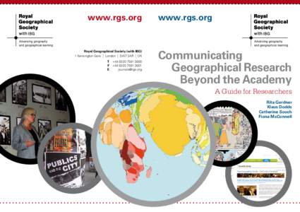 www.rgs.org  Royal Geographical Society (with IBG) 1 Kensington Gore  |  London  |  SW7 2AR  |  UK