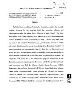 ARKANSAS PUBLIC SERVICE COMMISSION  IN THE MATTER OF CONSIDERATION OF SECTION iir(d)(ii), (13)AND (15) OF THE F E D E W ENERGY POLICY ACT OF 2005