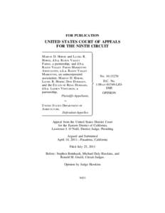 FOR PUBLICATION  UNITED STATES COURT OF APPEALS FOR THE NINTH CIRCUIT MARVIN D. HORNE and LAURA R. HORNE, d.b.a. RAISIN VALLEY