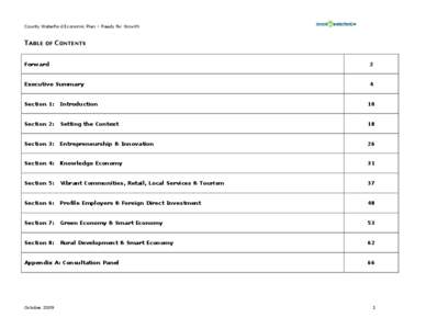 County Waterford Economic Plan – Ready for Growth  TABLE OF CONTENTS Forward  2