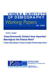Does Community Context have Important Bearings on the Divorce Rate?