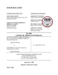 FOR PUBLICATION  ATTORNEY FOR APPELLANT: ATTORNEY FOR APPELLEE: