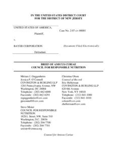 IN THE UNITED STATES DISTRICT COURT FOR THE DISTRICT OF NEW JERSEY UNITED STATES OF AMERICA, Case No. 2:07-cv[removed]Plaintiff,