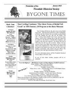 Newsletter of the  January 2013 Troutdale Historical Society