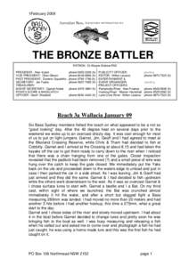 1February[removed]Australian Bass, MACQUARIA NOVE MACULE ATA THE BRONZE BATTLER PATRON: Dr Wayne Erskine PhD