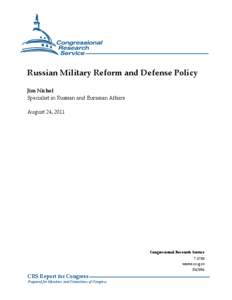 Russian Military Reform and Defense Policy