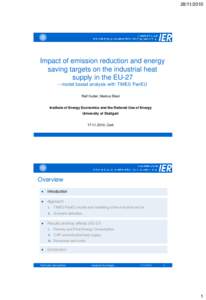 Impact of emission reduction and energy saving targets on the industrial heat supply in the EU-27 – model based analysis with TIMES PanEU