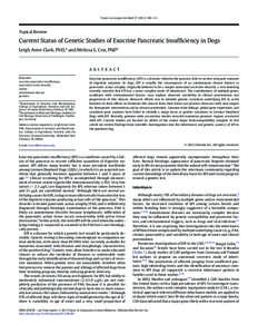 Current Status of Genetic Studies of Exocrine Pancreatic Insufficiency in Dogs