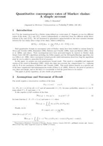 Quantitative convergence rates of Markov chains: A simple account Jeffrey S. Rosenthal1 (Appeared in Electronic Communications in Probability), 123–