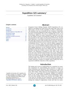 Webster, J.M., Yokoyama, Y., Cotterill, C., and the Expedition 325 Scientists Proceedings of the Integrated Ocean Drilling Program, Volume 325 Expedition 325 summary1 Expedition 325 Scientists2