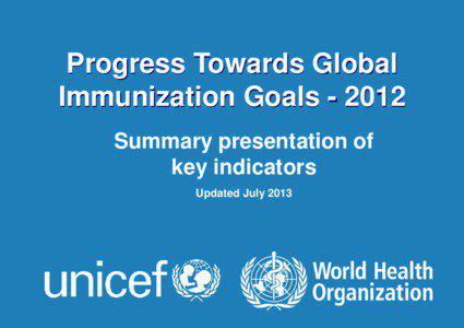Progress Towards Global Immunization Goals[removed]Summary presentation of