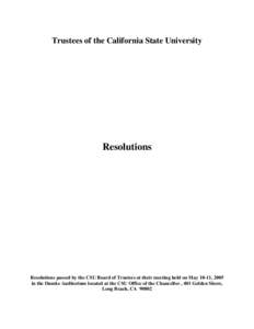 Board of Trustees Resolutions - May 2005