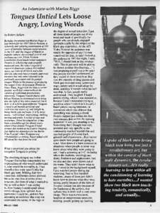 An Interview with Marlon Riggs  Tongues Untied Lets Loose Angry, Loving Words by Robert Anbian Berkeley documentarian Marlon Riggs is
