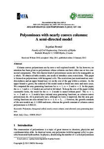 Also available at http://amc.imfm.si ISSN[removed]printed edn.), ISSN[removed]electronic edn.) ARS MATHEMATICA CONTEMPORANEA[removed]–126  Polyominoes with nearly convex columns: