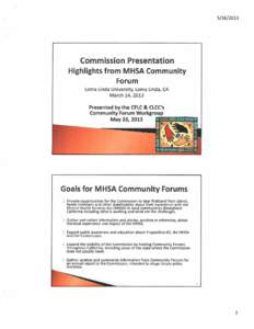 Commission Presentation Highlights from MHSA Community Forum