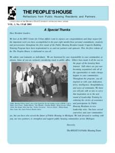 THE PEOPLE’S HOUSE Reflections from Public Housing Residents and Partners A PUBLICATION OF THE MICHIGAN STATE UNIVERSITY CENTER FOR URBAN AFFAIRS