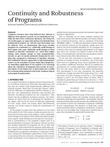doi:Continuity and Robustness of Programs By Swarat Chaudhuri, Sumit Gulwani, and Roberto Lublinerman