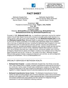 Microsoft Word - Bethesda Health - FACT SHEET _OCT 2014_.doc