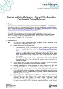 Forensic and Scientific Services – Human Ethics Committee