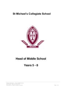 St Michael’s Collegiate School  Head of Middle School YearsPosition Description – Head of Middle School