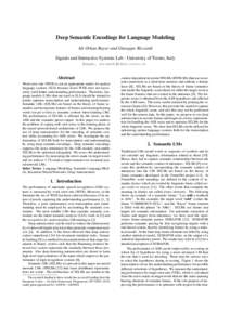 Deep Semantic Encodings for Language Modeling Ali Orkan Bayer and Giuseppe Riccardi Signals and Interactive Systems Lab - University of Trento, Italy {bayer, riccardi}@disi.unitn.it  Abstract