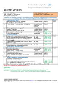 Board of Directors Time: [removed]hours Date: Thursday, 27 March 2014 Meeting to be held in public  Venue: Board Room, level 7