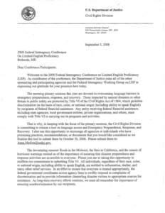 U.S. Department of Justice Civil Rights Division Assistant Attorney General 950 Pennsylvania Avenue, NW- RFK Washington,DC 20530