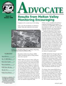 Issue 32 October 2008 Results from Melton Valley Monitoring Encouraging It appears to be a success story in the making.