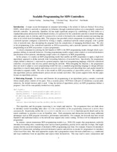 Scalable Programming for SDN Controllers Andreas Voellmy Junchang Wang Y. Richard Yang Yale University