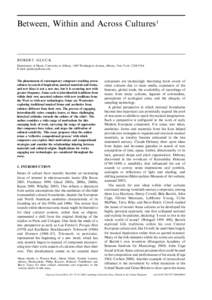 Between, Within and Across Cultures1  ROBERT GLUCK Department of Music, University at Albany, 1400 Washington Avenue, Albany, New YorkUSA E-mail: 