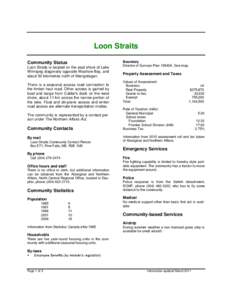 Loon Straits Community Status Loon Straits is located on the east shore of Lake Winnipeg diagonally opposite Washow Bay, and about 50 kilometres north of Manigotagan. There is a seasonal access road connection to