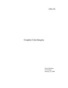 CFS-276  Complete Color Integrity David Dunthorn C F Systems