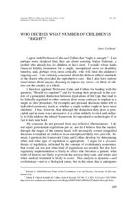 Copyright 2009 by Northwestern University School of Law Northwestern University Law Review Colloquy Vol[removed]WHO DECIDES WHAT NUMBER OF CHILDREN IS