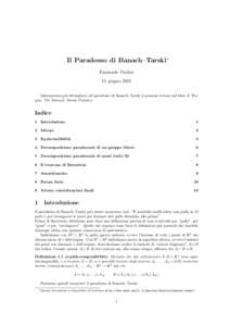 Il Paradosso di Banach–Tarski∗ Emanuele Paolini 15 giugno 2001