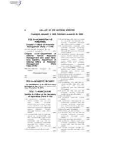 LSA—LIST OF CFR SECTIONS AFFECTED  6 CHANGES JANUARY 2, 2009 THROUGH JANUARY 30, 2009