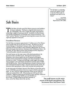 Water Matters!  Salt Basin | 27-1 “The Salt Basin is a misleading