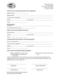 Microsoft Word - Water Service Connection Permit Application.doc