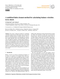 Geosci. Model Dev., 8, 1275–1283, 2015 www.geosci-model-dev.netdoi:gmd © Author(sCC Attribution 3.0 License.  A stabilized finite element method for calculating balance veloci