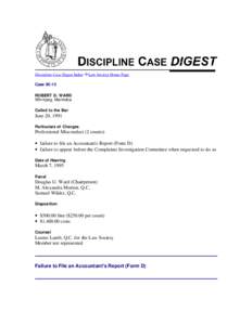 Discipline Case Digest Index  Law Society Home Page Case[removed]ROBERT D. WARD