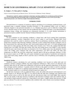 Isobutane Geothermal Binary Cycle Sensitivity Analysis