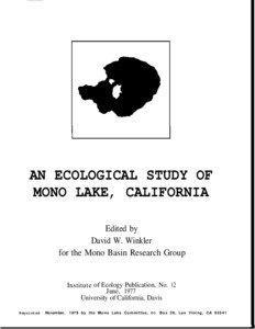 AN ECOLOGICAL STUDY OF MONO LAKE, CALIFORNIA Edited by