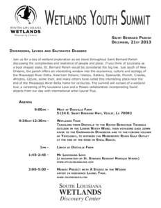 Wetlands Youth Summit Saint Bernard Parish December, 21st 2013 Diversions, Levees  and