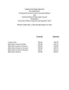 Supplemental Wage Appendix By and Between The Board of Trustees of the University of Illinois And Fraternal Order of Police Labor Council On behalf of