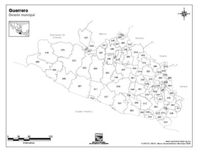 Mapa de Guerrero.  División municipal