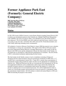 EPA Region 3 GPRA Baseline RCRA Corrective Action Facility Former Appliance Park East (Formerly: General Electric Company)  MDD046279311