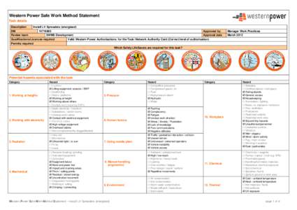 Western Power Safe Work Method Statement Task details Description Install LV Spreaders (energised) DM[removed]
